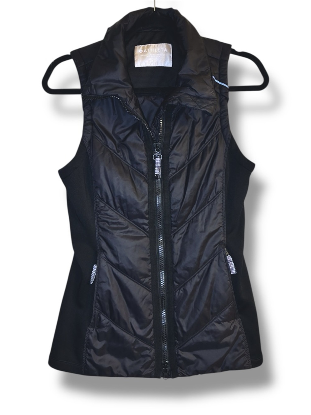 🖤 Athleta Primaloft Puffer Vest XS Black Full Zip 2-Way Zip Lightweight